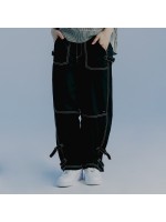 韓國Romantic Crown - SIDE STOPPER CARPENTER PANTS_BLACK